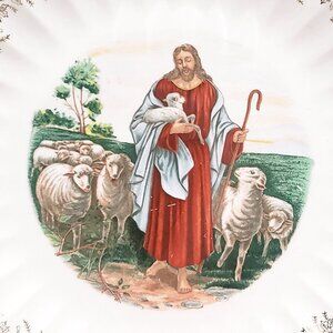 Jesus the Good Shepherd Sheep Plate Sanders MFG Nashville Tenn USA 10" Christian